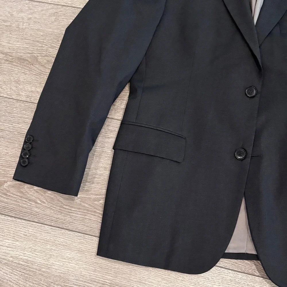 Hugo Boss Blazer Mens 38S Black Super 100 Virgin Wool Pasolini Movie Sport Coat